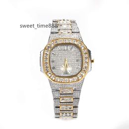 Men Watch Hot Sale High Quality Luxury Full Square Diamond Watches For Men Wristwatches Calendar Top Brand Luxury Gift