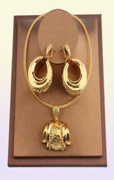 Earrings Necklace African Jewelry Set For Women Fashion Dubai Wedding Pendant Bridal Design Gold Plated Nigerian Accessory74821804839224