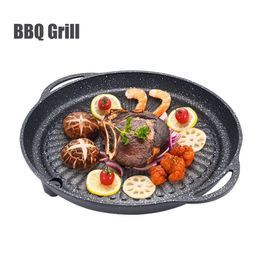 Korean Grill Pan Nonstick Bakeware Smokeless Barbecue Tray Stovetop Plate for Indoor Outdoor Beach Party Camping BBQ Grilling 240117