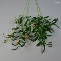 Decorative Flowers Artificial Green Plant Olive Branch With Fruit Fake Wedding Home Table Floral Arrangement