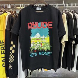 Rhude Shirt Summer Designer t Quality Tees Men Shirts Tops Letter Print Mens Women Clothing Short Sleeved S-xl