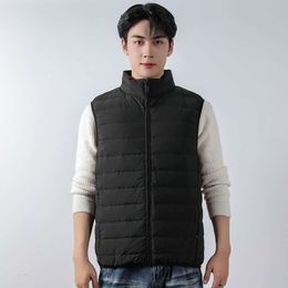 Cold Winter Siyu New Men's 90 Fleece Men's Standing Collar Vest Seamless Fabric Down Coat Tank Top Large Coat