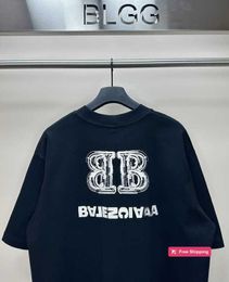 Designer Men's T-Shirts Correct version, high-quality B family BB reverse letter embroidery short sleeved unisex style 4LQD