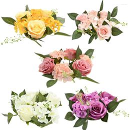 Decorative Flowers 5 Pcs Decorations Artificial Candlestick Garland Table Wedding Cloth Wreath For Pillars