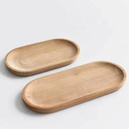 Solid Mini Oval Wood Tray 18CM Small Wooden Plates Children's Whole Woods Fruit Dessert Dinner Plates Tableware 0118