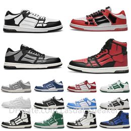 NEW Designer shoes Skel Top Low Men Women Shoes Bones Hi Leather Sneakers Luxury Skeleton Blue Red White Black Green Grey Pink couple casual Mens Womens Trainers
