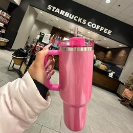 Winter Pink Shimmery Co-branded Target Red 40oz Quencher Tumblers Cosmo Parada Flamingo Valentines Day Gift Cups 2nd Car Sparkle mugs