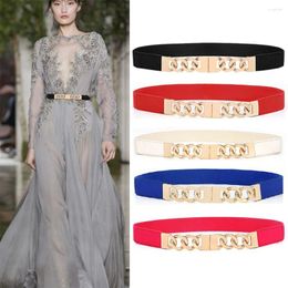 Belts Elastic Women Belt Punk Fashion Gold Silver Metal Chain Waist Strap For Dress Coat Suit Decorative Waistband