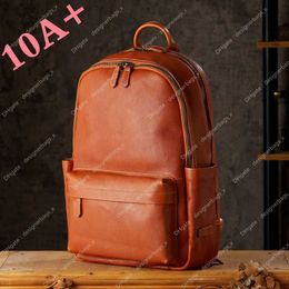 10A+ High quality bag Handmade Vegetable Tanned Cowhide Computer Men's Casual Backpack Leather Fashionable Bags Large Capacity Travel