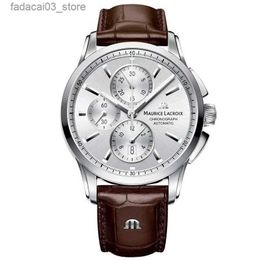 Other Watches MAURICE LACROIX Ben Tao Series Three-eye Chronograph Fashion Casual Top Luxury Leather Mens Relogios Masculinos Q240119