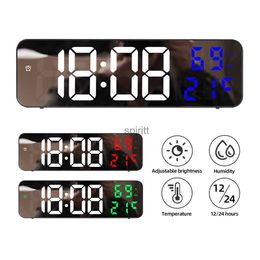 Desk Table Clocks Large Digital Wall Clock Temperature Humidity Display Time Alarms Table Clock Date Display Modes 12/24H Electronic LED Clock YQ240118