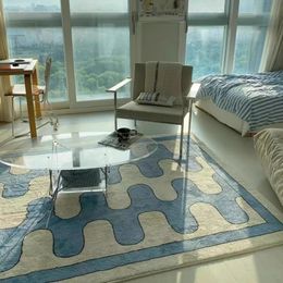 Living Room Carpet Checkerboard Art Home Decor Fluffy Plush Bedroom Rug Wave Coffee Table Mat Customise Tapete 240117