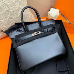 tote bags 30cm luxury Designer handbags 10A mirror quality full handmade Premium Wax Line so black original BOX Leather Classic Large Capacity red with orange box