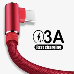 3M 90 Degree Elbow Type C Cable Fast Charging Wire for Xiaomi Samsung S23 S10 S9 Mobile Phone USB A to Type-c Micro Wire Cord