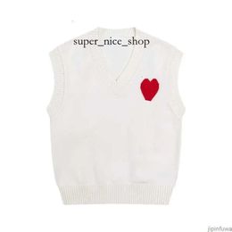 amis sweater Vest Sleeveless Sweater V Neck Paris Fashion Knit Jumper High Street Sweat Winter AM I Heart Coeur Love Jacquard 897 amis