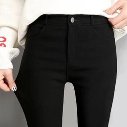 Spring High Elastic Skinny Pencil Jeans leggings Elastic Black Plus Size Immitation Stretch Denim Pants Long Trousers 240117