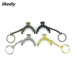 20 PcsLot 4 CM BronzeSilverGoldenGun Black Half Round Metal Purse Frame Kiss Clasp Lock With Key Ring Bag Accessories 240117