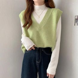 Women's Vests Fashion Autumn Winter Knitted Sweater Vest Women Casual V-Neck Pullover All-match Sleeveless Female Loose Tops Jumper U1263