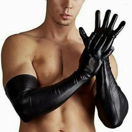 Underpants Adult Game Toy Wet Look Latex Party Leather Long Gloves SM Handcuff Arm PU Black Nightclub Stage Ds Performance Glove