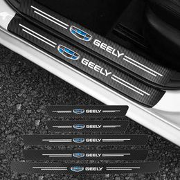 Car Stickers For Geely Atlas Coolray Mk Carbon fiber pattern car door sill Threshold cill protective sticker paster auto accessories