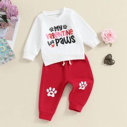 Clothing Sets Toddler Baby Boy Girl Valentines Day Outfit Love Letter Print Sweatshirt Long Sleeve Pullover Top Jogger Pants Set