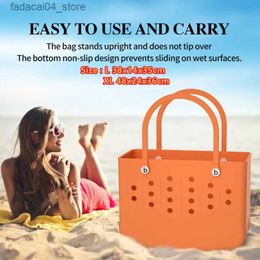 Shopping Bags Extra Large Beach Bag Summer EVA Basket Women Sil Beach Tote With Holes Breathable Pouch Shopping Storage Basket Q240118