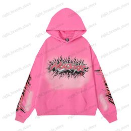 Men's Hoodies Sweatshirts 2023 New Hellstar Men Women Hoodies Pink Couple Style Casual Hoodies Printed Pattern Warm Hip-Hop T240118