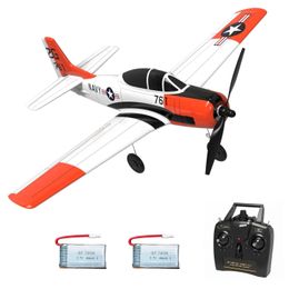 T28 Trojan RC Plane 761-9 2.4G 4CH Warbird RC Aeroplane One-key Aerobatic Remote Control Aircraft Plane Model for Children Aldult 240117