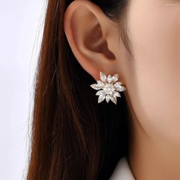 Stud Earrings JF2024 Original Design Exquisite Light Luxury Micro Inset Horse Eye Zircon Sun Flower Ear Ring For Women