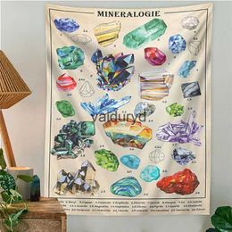 Tapestries Tarot Gemstone Mineralogie Crystal Tapestry Wall Hanging Boho Witchcraft Chakras Healing Stone Chart Aesthetics Room Decorvaiduryd