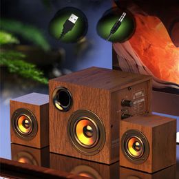 Speakers Q6 wooden desktop bluetooth 2.1 wired speaker large volume home computer audio overweight subwoofer notebook mobile phone