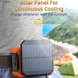 Electric Fans Portable Waist Clip Fan 10000Mah Battery Mini Hanging Neck Fan With LED Light Solar Rechargeable 3 Gear Speed For Outdoor Work YQ240118