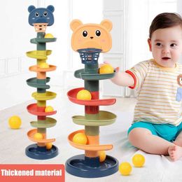 Sorting Nesting toys Baby Toys Sliding Rolling Balls Pile Tower Stacking Early Educational Puzzle Rotating Spin Track Toddler Gifts For Children Kids