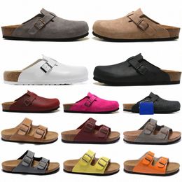 Arizonas Brown Black White Clogs Slippers Men Women Leather Buckle Strap Flip Flops Grey Blue Orange Pink Slide