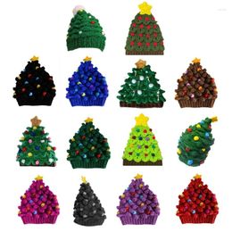 Berets Christmas Tree Hat Knitted Crochet Beanie Cap Household Head Decorations