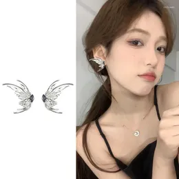 Stud Earrings Korean Fashion Sparkling Butterfly Pin Women's Elegant Pierced Jewellery Accessories
