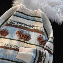 Women's Sweaters Sweater Womens Kawaii Striped Rabbit Oversized Pullover Sweater New Fashion Casual Loose Lazy Style Versatile Jumper Knit Topsephemeralew