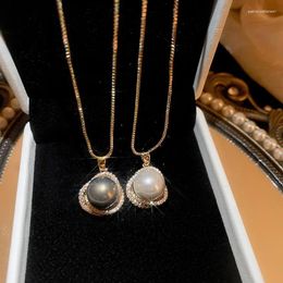 Pendant Necklaces Minimalist Chain Zircon Pearl Necklace For Women Fashion Versatile Party Jewellery