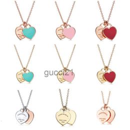 Necklace t Series S925 Sterling Silver Plated Rose Gold Shaped Dropping Enamel Pendant Necklace Tie Home Collar Designer Jewelry 0DA2
