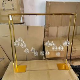 Wedding Long Table Centrepiece Stand Acrylic Ball Hanging Gold Metal Flower Vase Stand For Party Wedding Chandelier Floor Standing floor flower stand