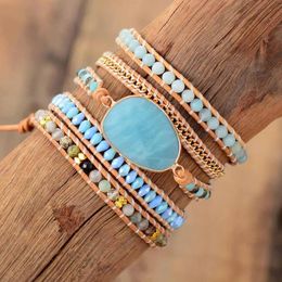 Bracelets Exclusive Wrap Bracelets Jewellery Handmade Natural Stone Crystal Leather Wrap Bracelet Statement Cuff Bangles Bracelets Gifts