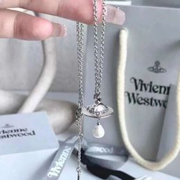 Viviance Saturn Water Droplet Pearl Pendant necklace Fashionable Collar Chain Accessories designer Jeweller Westwood For Woman High quality Holiday Gifts