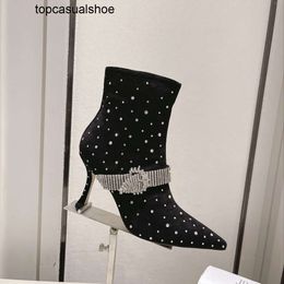 JC Jimmynessity Choo Rhinestones Boots Crystal Top Quality Ankle Pointed Toe Stiletto Heels Womens Luxury Designer Leather Sole Booties Dress Evening Shoes Factor