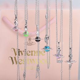 Viviennelies Fashion Classic large Saturn ORB20mm crystal ball frisbee necklace sweater chain designer jeweler Westwood For Woman High quality Holiday Gifts