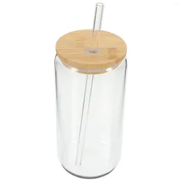 Wine Glasses Bamboo Lid Drink Cup Juice Drinking With Lids Coffee Tumbler And Straw Iced Cups Straws Bulk