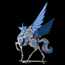 Craft Tools DIY Unicorn Winged Horse 3D Metal Puzzle Stainless Steel Mechanical Fairy Beast Series Assembly Toy 3d Model Kits for Adults YQ240119
