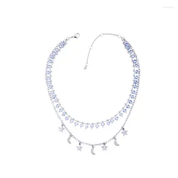 Choker Alloy Star Bead Chain Blue Beads Necklace Silver Colour Trending Styles Fashion Women's Neck Wedding Jewellery Set