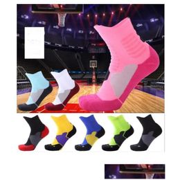 Sports Socks Elite Basketball Socks Men And Women Breathable Sweat Odour Sports Towel Bottom Thickening Friction Proof Middle Tube Dro Dh6Pb