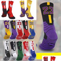 Sports Socks Men Towel Bottom Basketball Training Breathable Anti-Slip Riding Fitness Male Thicker Mens Long Outdoor Soccer Drop Del Dhi2R