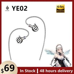 Earphones LUN SHENG YE02 Flat Earphone Silver Wing Wired HIFI Earplug Type Interchangeable Cable MMCX High Fidelity Analysis 3.5MM YE01